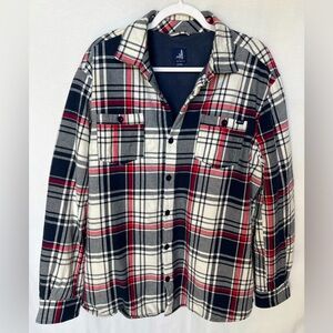 Johnnie-O Flannel Fleece Lined Long Sleeve Shacket Shirt Men’s XL Blue R…